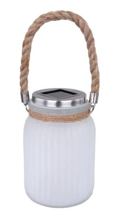 Solarglas Mit Kordel Satiniert LED Flackert Von Globo