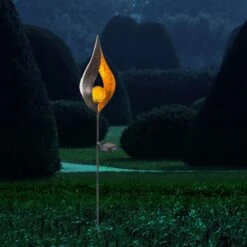 LED Solarlampe Glaskugel In Blumenförmigen Metallbogen Bronzefarben Von Globo -Leuchten Verkauf 33467 am d