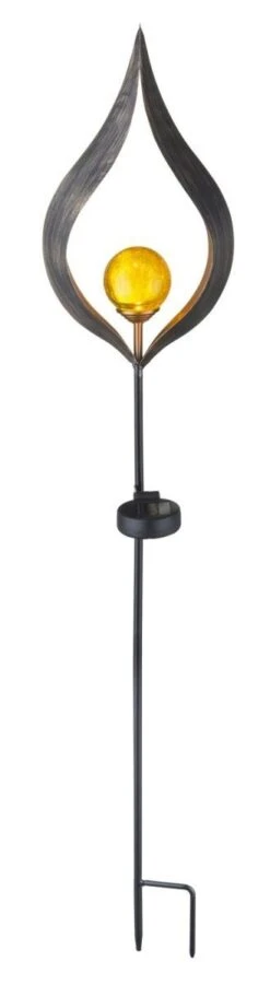 LED Solarlampe Glaskugel In Blumenförmigen Metallbogen Bronzefarben Von Globo