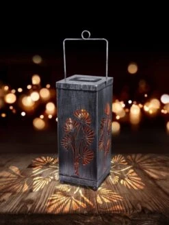 LED Solar Laterne Dekorstanzung Silber Antik 268mm Von Globo 9 LED Solar Laterne Dekorstanzung Silber Antik 268mm Von Globo -Leuchten Verkauf 33482 am