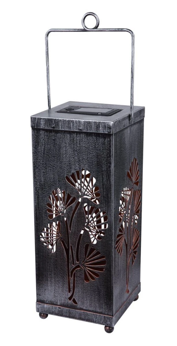 LED Solar Laterne Dekorstanzung Silber Antik 268mm Von Globo 3 LED Solar Laterne Dekorstanzung Silber Antik 268mm Von Globo