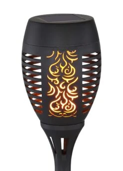 LED Solarleuchte Fackel Auf Erdspitz LED Flackert Kunststoff Schwarz 9,5x49,5cm Von Globo -Leuchten Verkauf 33535 e