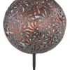 LED Solarleuchte Kugel Aus Metall Mit Dekorstanzungen Blume Goldfarbend Antik - Goldfarbend 260mm Von Globo