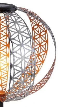 LED Solarleuchte Kugel Aus Streifen M. Dekorstanzungen Lebensblume Silber Gold 300mm Von Globo -Leuchten Verkauf 33646 e
