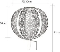 LED Solarleuchte Kugel Aus Streifen M. Dekorstanzungen Lebensblume Silber Gold 300mm Von Globo -Leuchten Verkauf 33646 zld