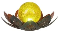 LED Solarleuchte Blüte Mit Glaskugel Amber Grün Goldfarbend 22x13,8cm Von Globo -Leuchten Verkauf 33655 a