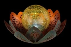 LED Solarleuchte Blüte Mit Glaskugel Amber Grün Goldfarbend 22x13,8cm Von Globo -Leuchten Verkauf 33655 ax