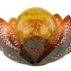 LED Solarleuchte Blüte Mit Glaskugel Amber Grün Goldfarbend 22x13,8cm Von Globo