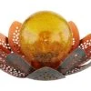 LED Solarleuchte Blüte Mit Glaskugel Amber Grün Goldfarbend 35x18cm Von Globo
