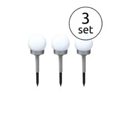 Globo SOLAR LED Solarleuchte Mit Erdspieß 3er Set Kunststoff Weiss Silber Metallic 33770-3