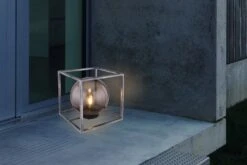 LED Solartischleuchte Würfel Innen Mit Kugel Silber Antik Rauch 230mm Von Globo -Leuchten Verkauf 33814 am