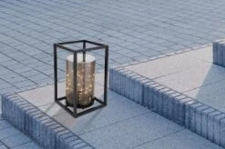 LED Solartischleuchte Quader Innen Mit Zylinder Schwarz Rauch 280mm Von Globo -Leuchten Verkauf 33817 am 2