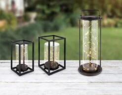 LED Solartischleuchte Quader Innen Mit Zylinder Schwarz Rauch 280mm Von Globo -Leuchten Verkauf 33817 am 3