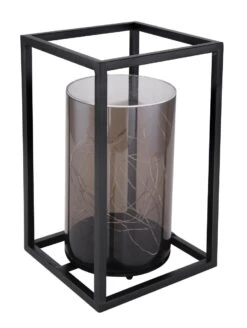 LED Solartischleuchte Quader Innen Mit Zylinder Schwarz Rauch 280mm Von Globo