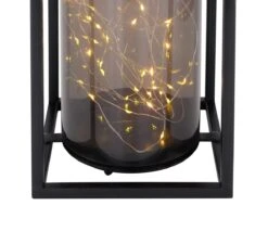 LED Solartischleuchte Quader Innen Mit Zylinder Schwarz Rauch 280mm Von Globo -Leuchten Verkauf 33817 e