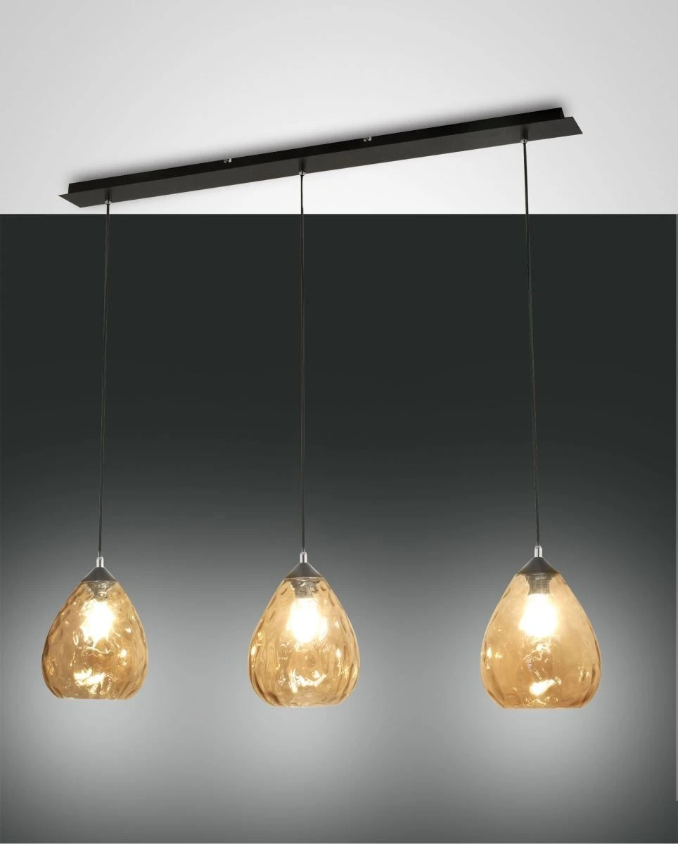 Hängeleuchte Schwarz Amber Fabas Luce Smartluce Gisella 110cm 3x E27 3 Hängeleuchte Schwarz Amber Fabas Luce Smartluce Gisella 110cm 3x E27