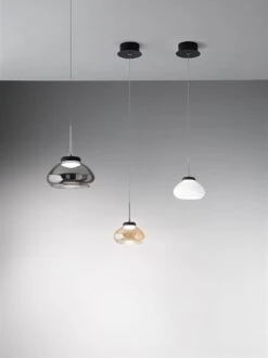 LED Hängeleuchte Schwarz Rauchglas Fabas Luce Smartluce Arabella 14x200cm 720lm Dimmbar -Leuchten Verkauf 3547 40 m 1