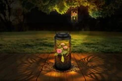 Runde LED Solar Laterne Mit Dekorstanzungen Und Platz Für Blumentopf 15x41cm Von Globo -Leuchten Verkauf 36229 am3