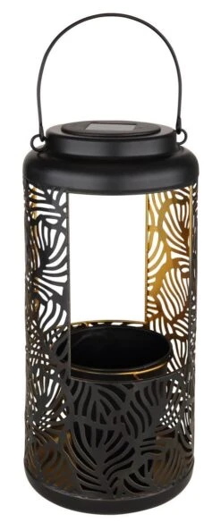 Runde LED Solar Laterne Mit Dekorstanzungen Und Platz Für Blumentopf 15x41cm Von Globo