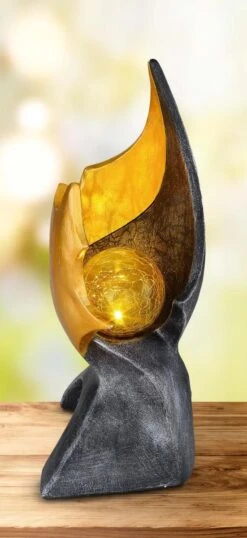 Design Solar Licht Skulptur Goldfarben Braun Mit Glas Kugel 15x14,5x36cm Von Globo -Leuchten Verkauf 36527 am