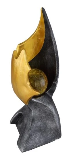 Design Solar Licht Skulptur Goldfarben Braun Mit Glas Kugel 15x14,5x36cm Von Globo