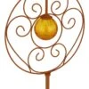 LED Solarleuchte Flache Scheibe Mit Dekorbögen Und Glaskugel Rostfarben Amber 300mm Von Globo -Leuchten Verkauf 36616r b