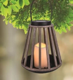 LED Solar Laterne Rund Kunststoff Holzoptik 20x33,5cm Von Globo -Leuchten Verkauf 36654 am