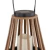 LED Solar Laterne Rund Kunststoff Holzoptik 20x33,5cm Von Globo