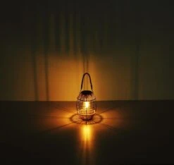 LED Solarlaterne Metall Hanfseil Schwarz Matt Naturfarben 165x405mm Von Globo -Leuchten Verkauf 36669 s