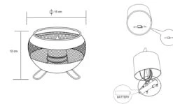 LED Solarleuchte Runde Schale Mit Kerze, Metall, Feuereffekt, 15x12cm Von Globo -Leuchten Verkauf 36710 tz