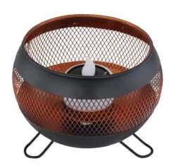 LED Solarleuchte Runde Schale Mit Kerze, Metall, Feuereffekt, 15x12cm Von Globo