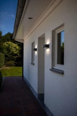 Lutec Gemini LED Außenwandleuchte Anthrazit IP54 500lm 4000K 6,8x15x10,5cm -Leuchten Verkauf 4250294310422 6