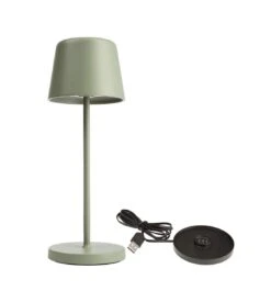 Deko Light Akku Tischlampe Canis Mini Graugrün Dimmbar Mit Ladesockel 2200/3000K IP65