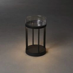 KONSTSMIDE Chieti Schwarz LED USB Akku Laterne Rund Dimmbar 2700K/3000K Glasdeck -Leuchten Verkauf 7821 750.f.1.0 1