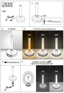 KONSTSMIDE Biarritz Akku Tischleuchte IP54 Goldfarben Dimmbar 1800/3000/4000K -Leuchten Verkauf biarritzusbtischleuchte 1 1 1 1 1