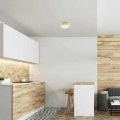 BIOLEDEX Runde Deckenleuchte 27cm Mit E27 Fassung Aus Holz Und Glas, Farbe Kiefer Holz -Leuchten Verkauf bioledex z110 425 2