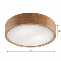 BIOLEDEX Runde Deckenleuchte 37cm Mit E27 Fassung Aus Natur Holz Und Glas, Farbe Eiche Holz -Leuchten Verkauf bioledex z110 428 4