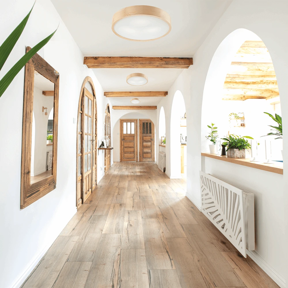 BIOLEDEX Runde Deckenleuchte 47cm Mit 3x E27 Fassung Aus Natur Holz Und Glas, Farbe Kiefer Holz 4 BIOLEDEX Runde Deckenleuchte 47cm Mit 3x E27 Fassung Aus Natur Holz Und Glas, Farbe Kiefer Holz – Bild 2