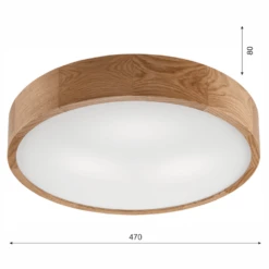 BIOLEDEX Runde Deckenleuchte 47cm Mit 3x E27 Fassung Aus Naturholz Und Glas, Farbe Kiefer Eiche -Leuchten Verkauf bioledex z110 430 4