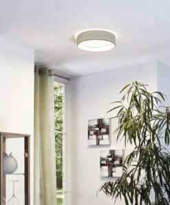 EGLO PASTERI LED Textil Deckenleuchte, Rund, 320mm, Weiss, Taupe -Leuchten Verkauf eglo31589 1