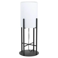 EGLO GLASTONBURY Textil Tischleuchte Schwarz, Weiß E27 20,5x56,5cm Mit Kabelschalter