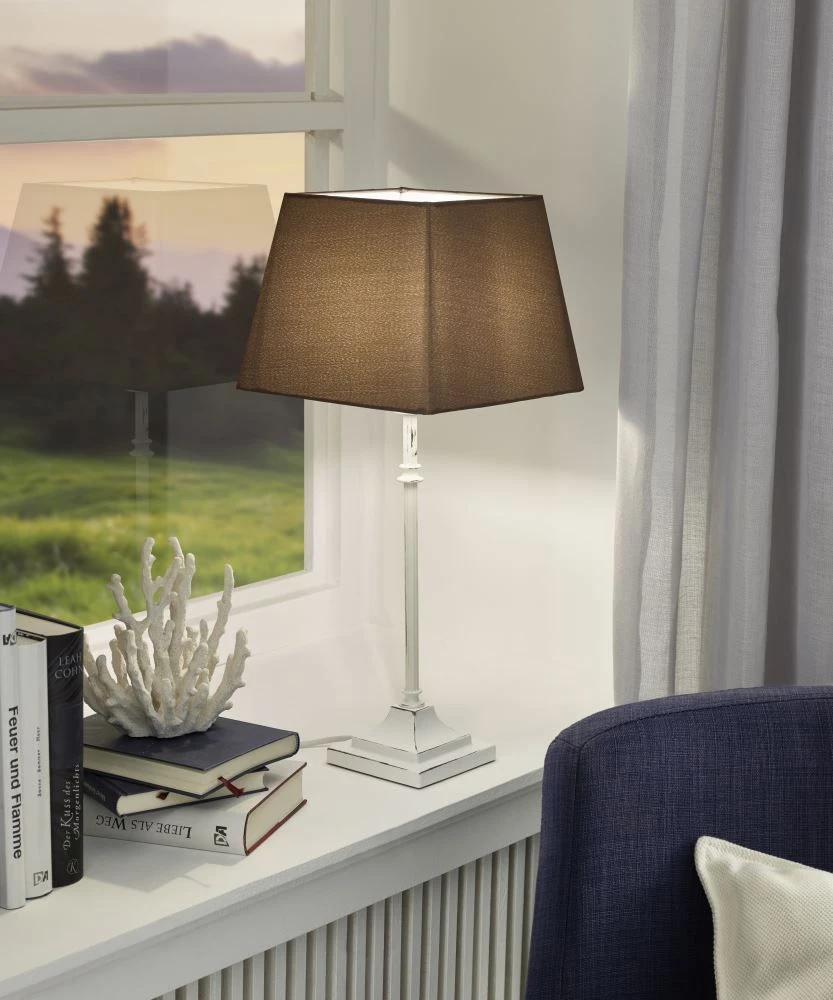 EGLO 1+1 Vintage Retro Tischleuchten Fuss, E14 Weiss-patina 4 EGLO 1+1 Vintage Retro Tischleuchten Fuss, E14 Weiss-patina – Bild 2