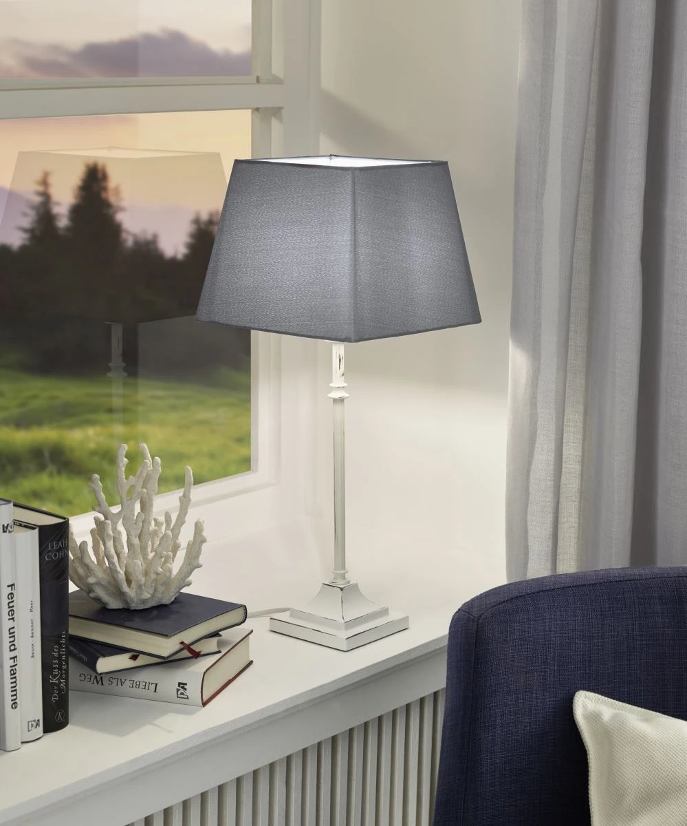 EGLO 1+1 Vintage Retro Tischleuchten Fuss, E14 Weiss-patina 5 EGLO 1+1 Vintage Retro Tischleuchten Fuss, E14 Weiss-patina – Bild 3