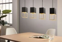 EGLO MONTEBALDO LED Pendelleuchte Schwarz, Gold 4xGU10 -Leuchten Verkauf eglo97734 1