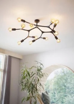 EGLO BOCADELLA 1 Deckenleuchte Schwarz 12x E27 92x36cm Dimmbar -Leuchten Verkauf eglo98319 1