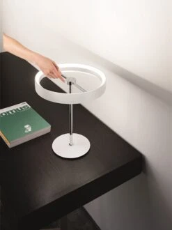 LED Tischlampe Weiß, Chrom Fabas Luce Double 1980lm 350mm Tastdimmer -Leuchten Verkauf fl3474 30 102 6