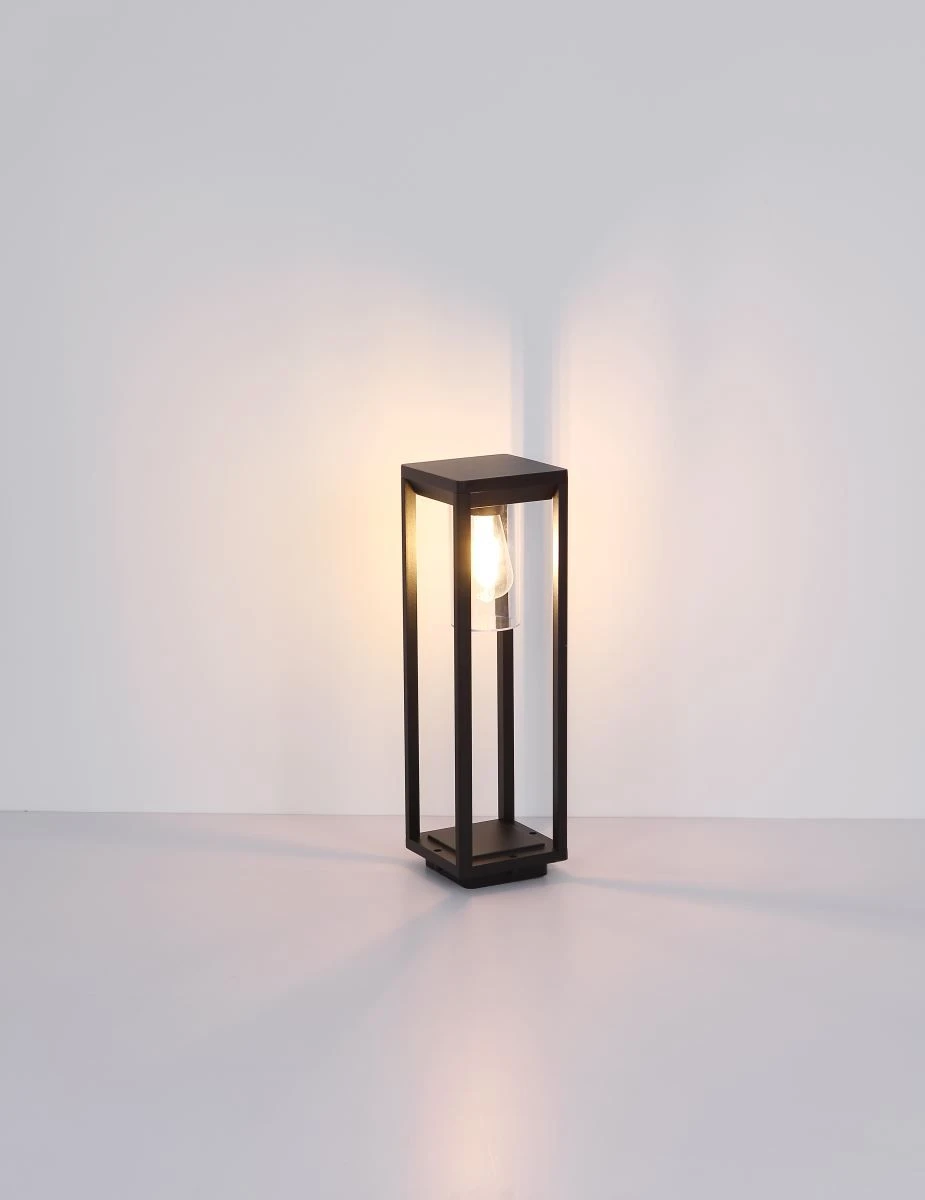 Globo Candela Sockelleuchte Schwarz Matt, Klar E27 Dimmbar 15x15x50cm 4 Globo Candela Sockelleuchte Schwarz Matt, Klar E27 Dimmbar 15x15x50cm – Bild 2