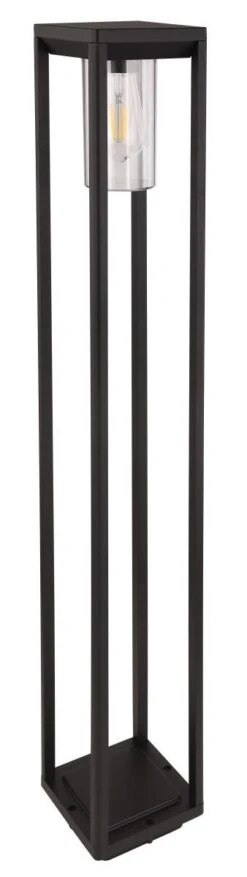 Globo Candela Wegeleuchte Schwarz Matt, Klar E27 Dimmbar 15x15x100cm