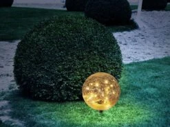 Globo SOLARLEUCHTE KUNSTSTOFF SCHWARZ, GLAS Crackle Dm 195mm, Solarleuchte Kunststoff, Glas Crackle Dm 195mm -Leuchten Verkauf globo33303 2