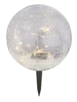 Globo SOLARLEUCHTE KUNSTSTOFF SCHWARZ, GLAS Crackle Dm 195mm, Solarleuchte Kunststoff, Glas Crackle Dm 195mm